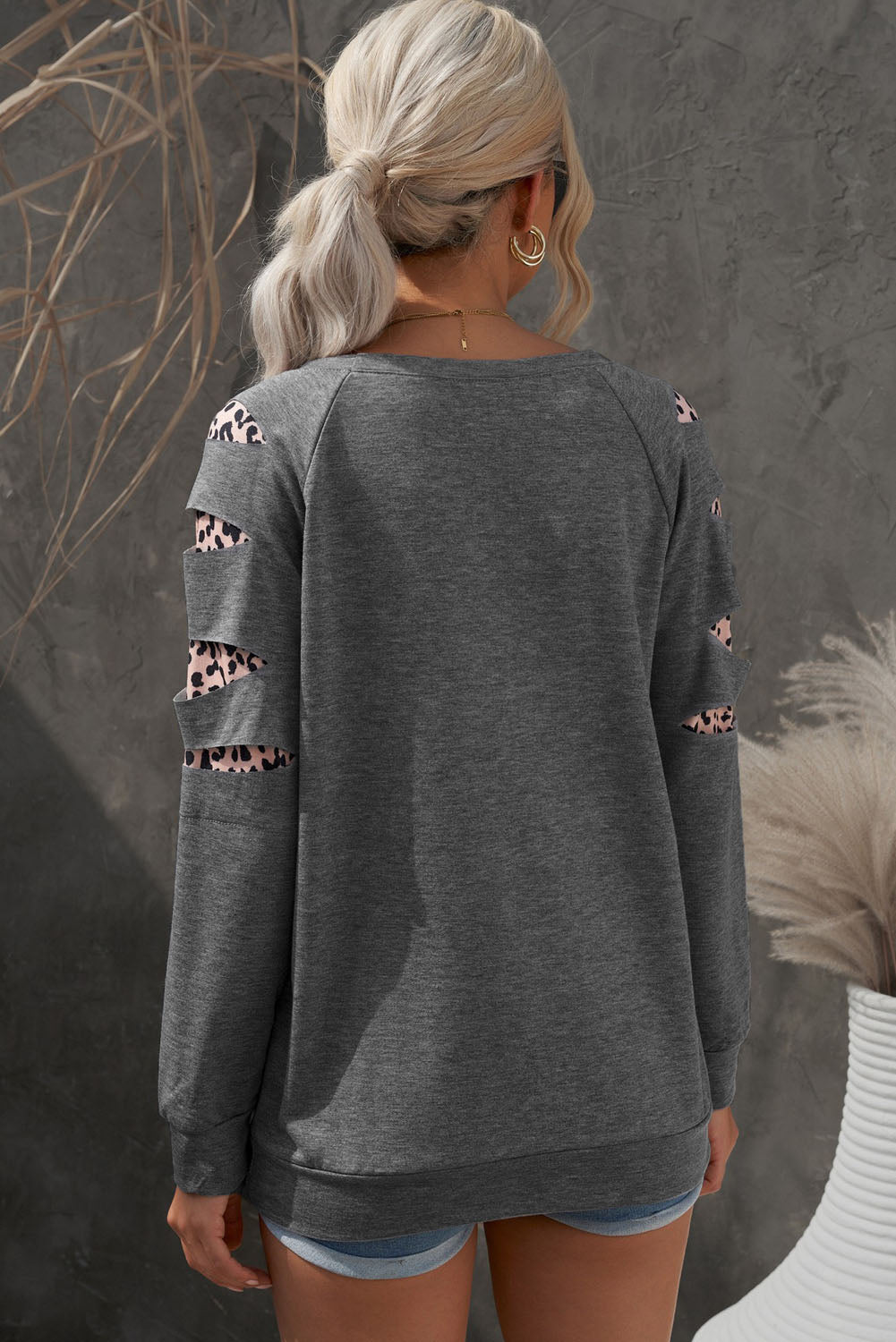 Leopard Patchwork Raglan Sleeve Sweatshirt king-general-store-5710.myshopify.com