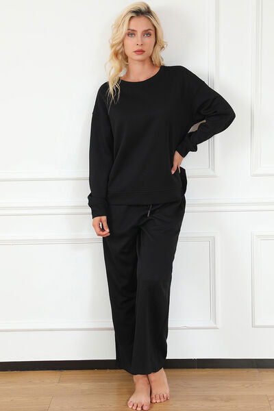 Double Take Full Size Textured Long Sleeve Top and Drawstring Pants Set king-general-store-5710.myshopify.com