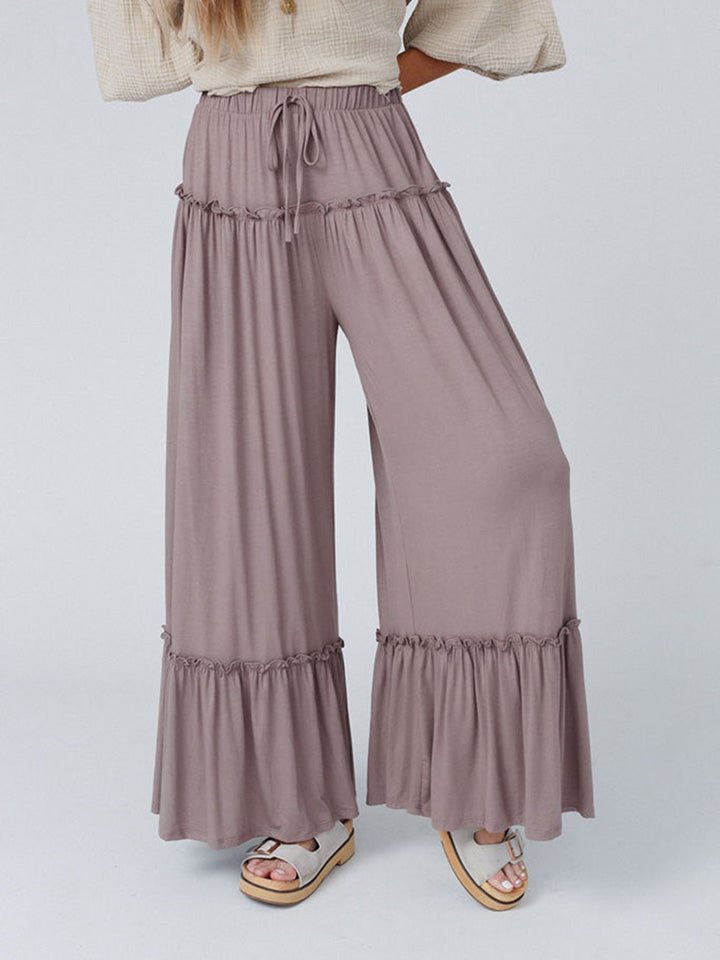 Wide Leg Ruffle Trim Pants king-general-store-5710.myshopify.com