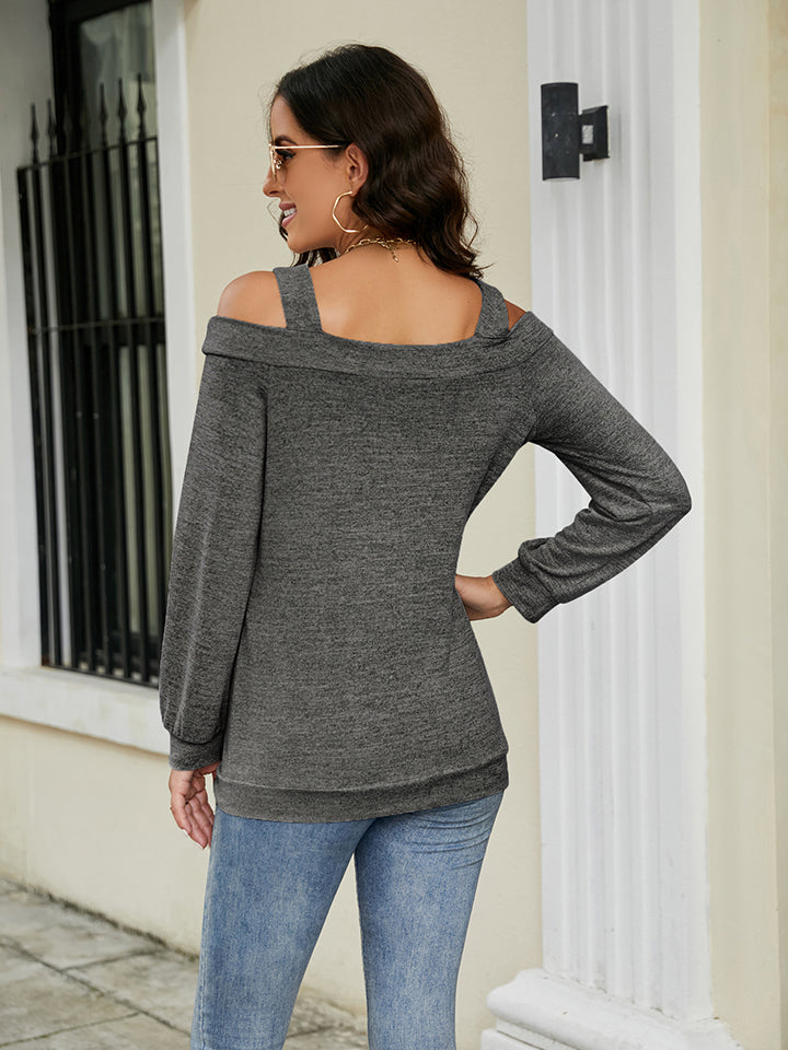 Cold Shoulder Cutout Square Neck Blouse king-general-store-5710.myshopify.com