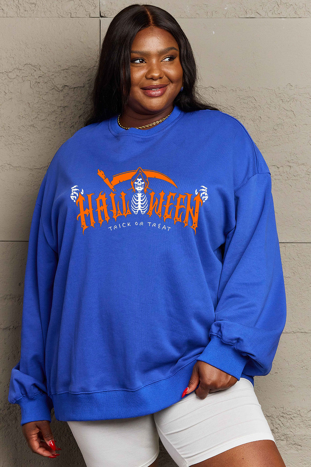 Simply Love Full Size HALLOWEEN TRICK OR TREAT Graphic Sweatshirt king-general-store-5710.myshopify.com