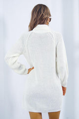 Buttoned Turtleneck Long Sleeve Sweater Dress king-general-store-5710.myshopify.com