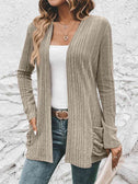 Ribbed Open Front Cardigan with Pockets king-general-store-5710.myshopify.com