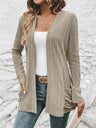 Ribbed Open Front Cardigan with Pockets king-general-store-5710.myshopify.com