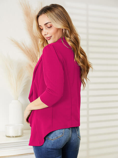 Ninexis Open Front 3/4 Sleeve Full Size Cardigan king-general-store-5710.myshopify.com