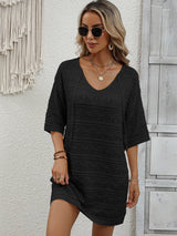 Openwork V-Neck Mini Knit Dress king-general-store-5710.myshopify.com