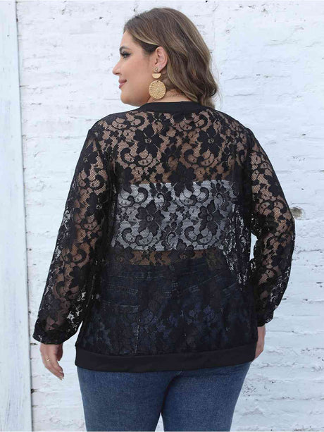 Plus Size Lace Open Front Cardigan king-general-store-5710.myshopify.com