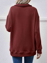 Collared Neck Dropped Shoulder Sweatshirt king-general-store-5710.myshopify.com