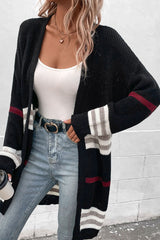 Striped Rib-Knit Drop Shoulder Open Front Cardigan king-general-store-5710.myshopify.com