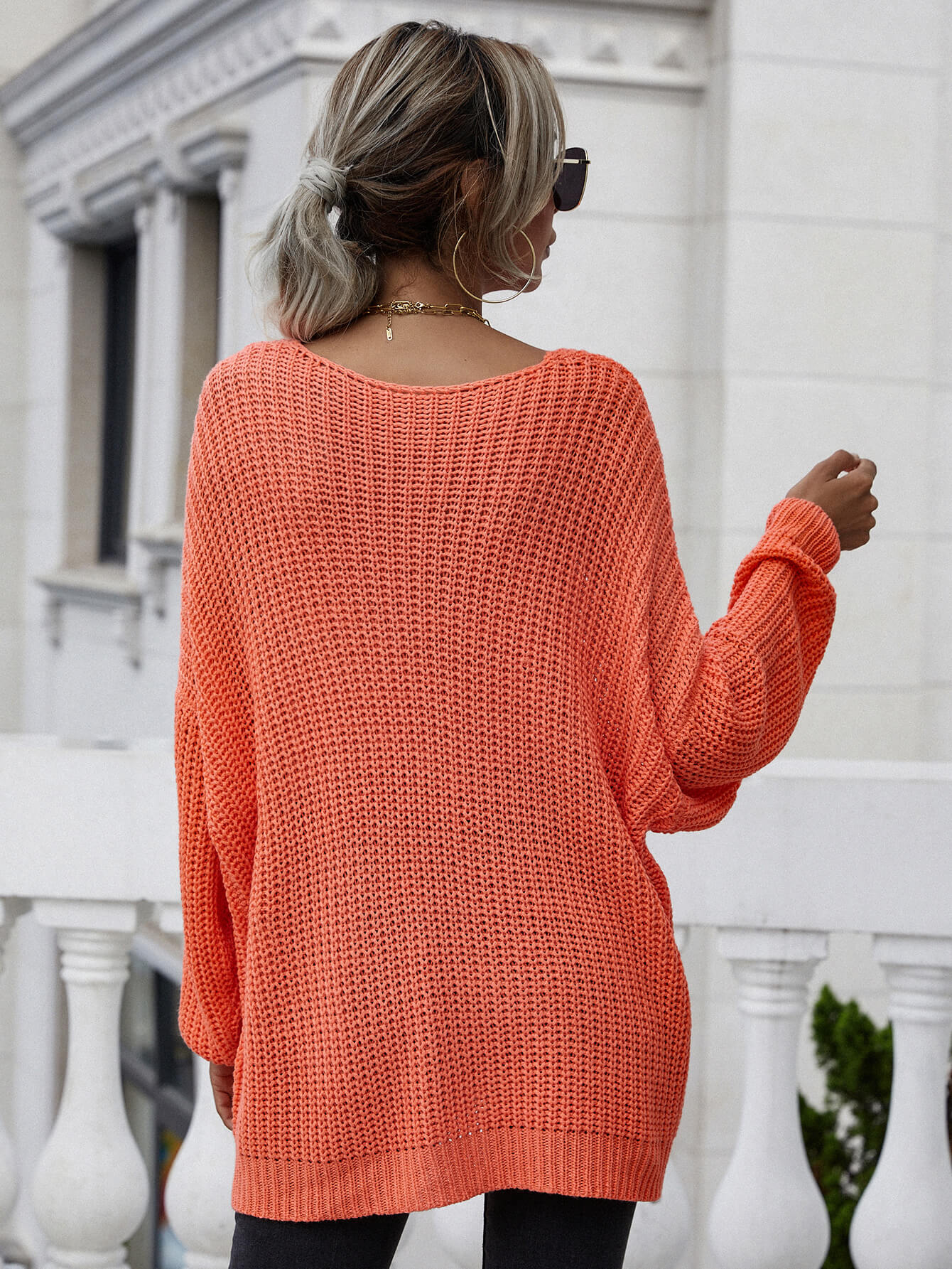 Rib-Knit Drop Shoulder V-Neck Pullover Sweater king-general-store-5710.myshopify.com