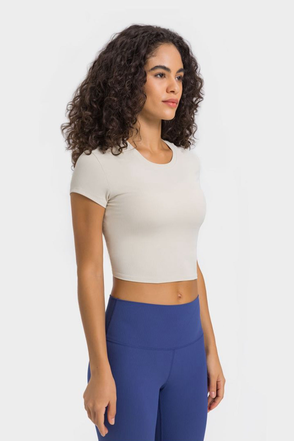 Round Neck Short Sleeve Cropped Sports T-Shirt king-general-store-5710.myshopify.com