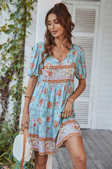 Tie Neck Short Sleeve Mini Dress king-general-store-5710.myshopify.com