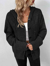 Button Up Drawstring Long Sleeve Hooded Cardigan king-general-store-5710.myshopify.com