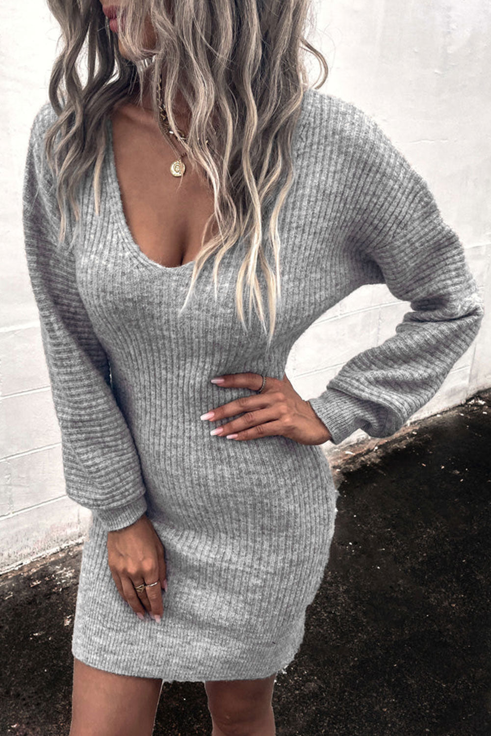 Ribbed Long Sleeve Sweater Dress king-general-store-5710.myshopify.com