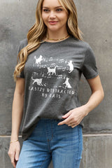 Simply Love Full Size EASILY DISTRACTED BY CATS Graphic Cotton Tee king-general-store-5710.myshopify.com