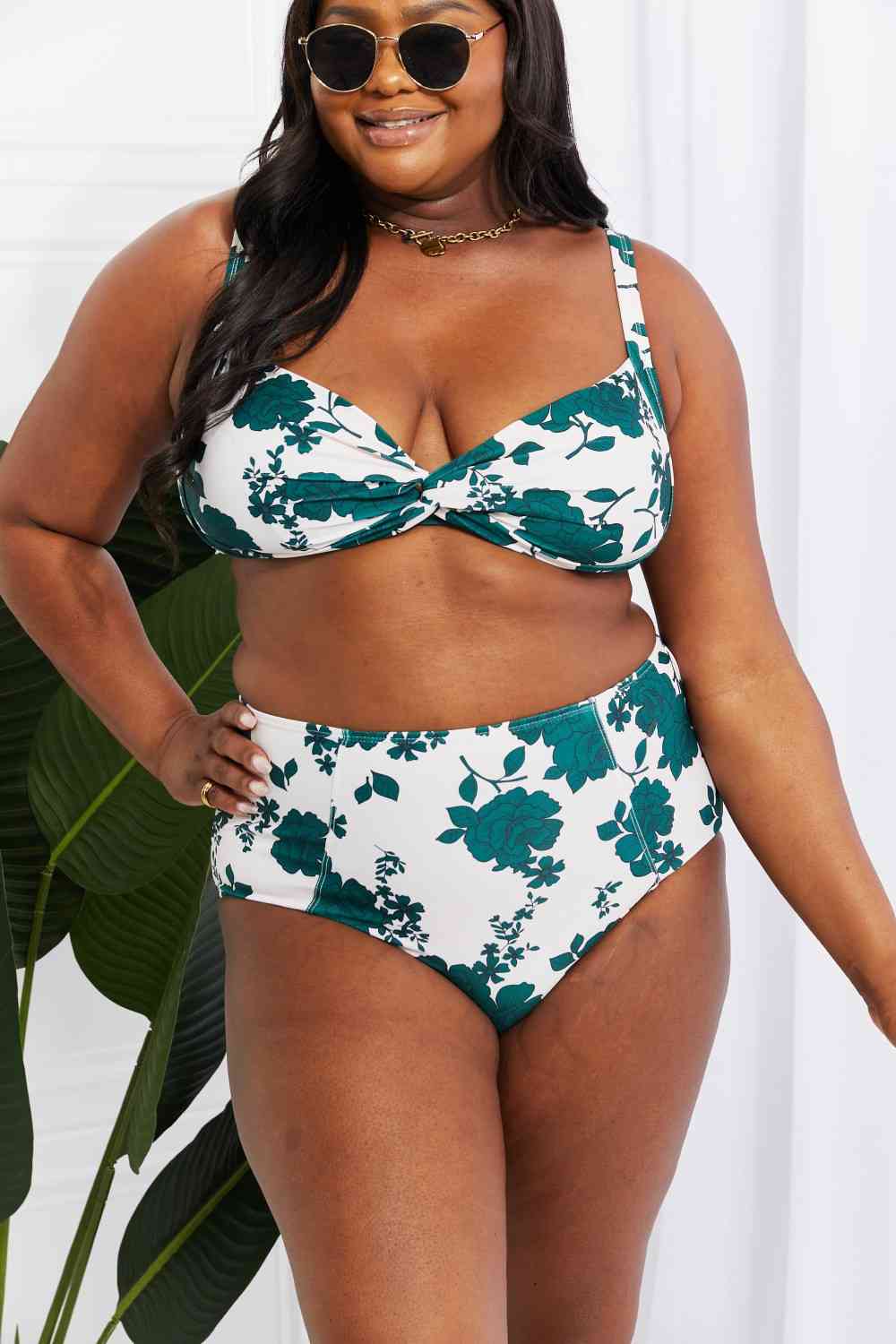 Marina West Swim Take A Dip Twist High-Rise Bikini in Forest king-general-store-5710.myshopify.com