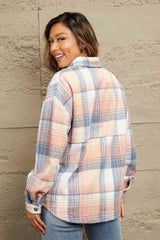 Double Take Plaid Dropped Shoulder Shacket king-general-store-5710.myshopify.com