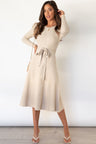 Round Neck Long Sleeve Tie Waist Sweater Dress king-general-store-5710.myshopify.com