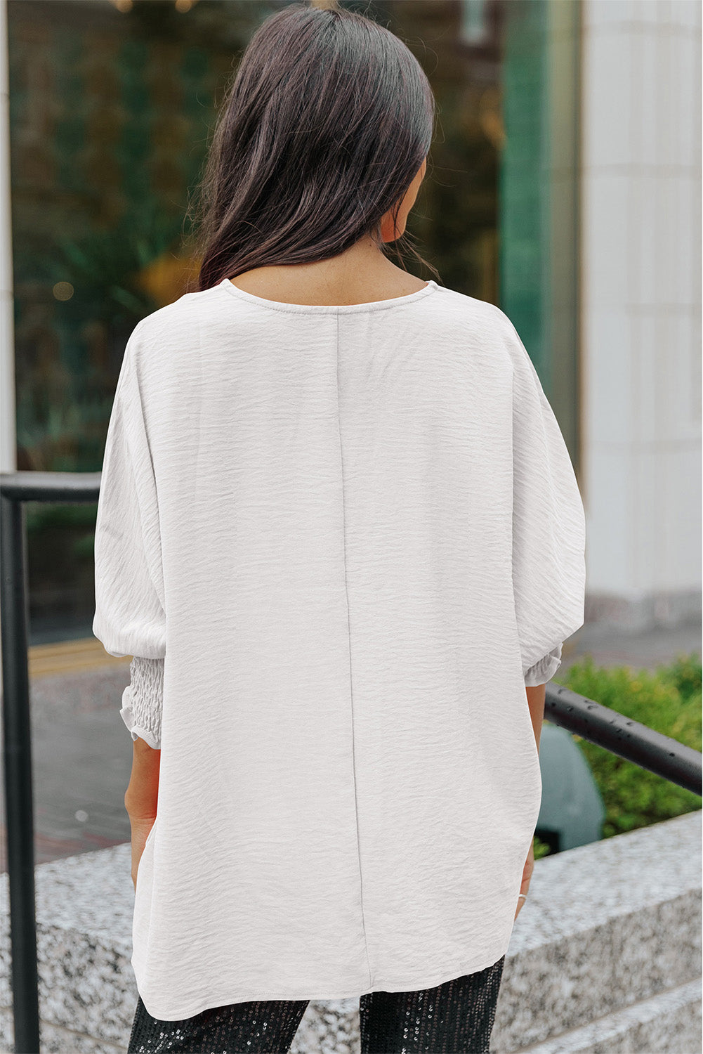 Round Neck Dolman Sleeve Textured Blouse king-general-store-5710.myshopify.com