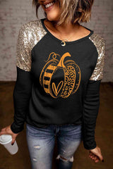 Pumpkin Graphic Sequin T-Shirt king-general-store-5710.myshopify.com