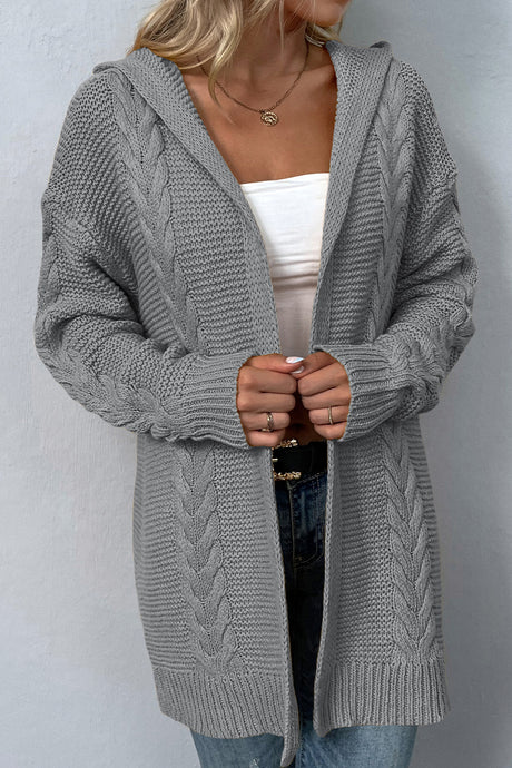 Cable-Knit Dropped Shoulder Hooded Cardigan king-general-store-5710.myshopify.com