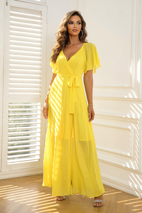 Tie Waist Flutter Sleeve Maxi Dress king-general-store-5710.myshopify.com