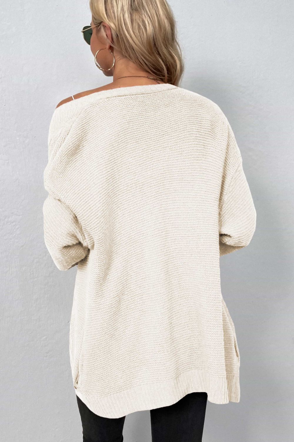 Cable-Knit Open Front Cardigan with Pockets king-general-store-5710.myshopify.com