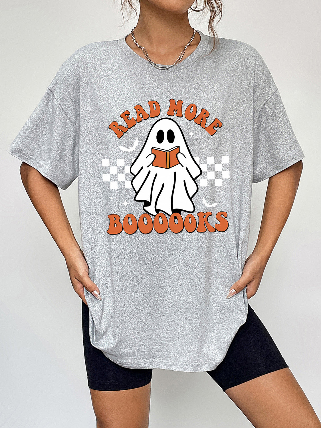 Round Neck Short Sleeve Ghost Graphic T-Shirt king-general-store-5710.myshopify.com