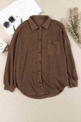 Waffle-Knit Button Up Long Sleeve Shirt with Pocket king-general-store-5710.myshopify.com