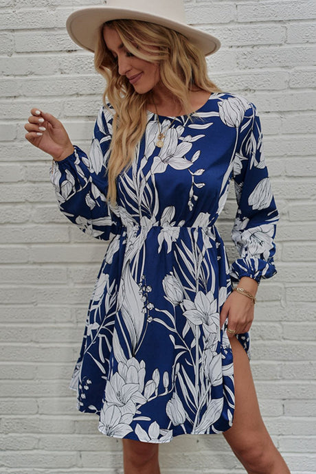 Floral Round Neck Balloon Sleeve Mini Dress king-general-store-5710.myshopify.com