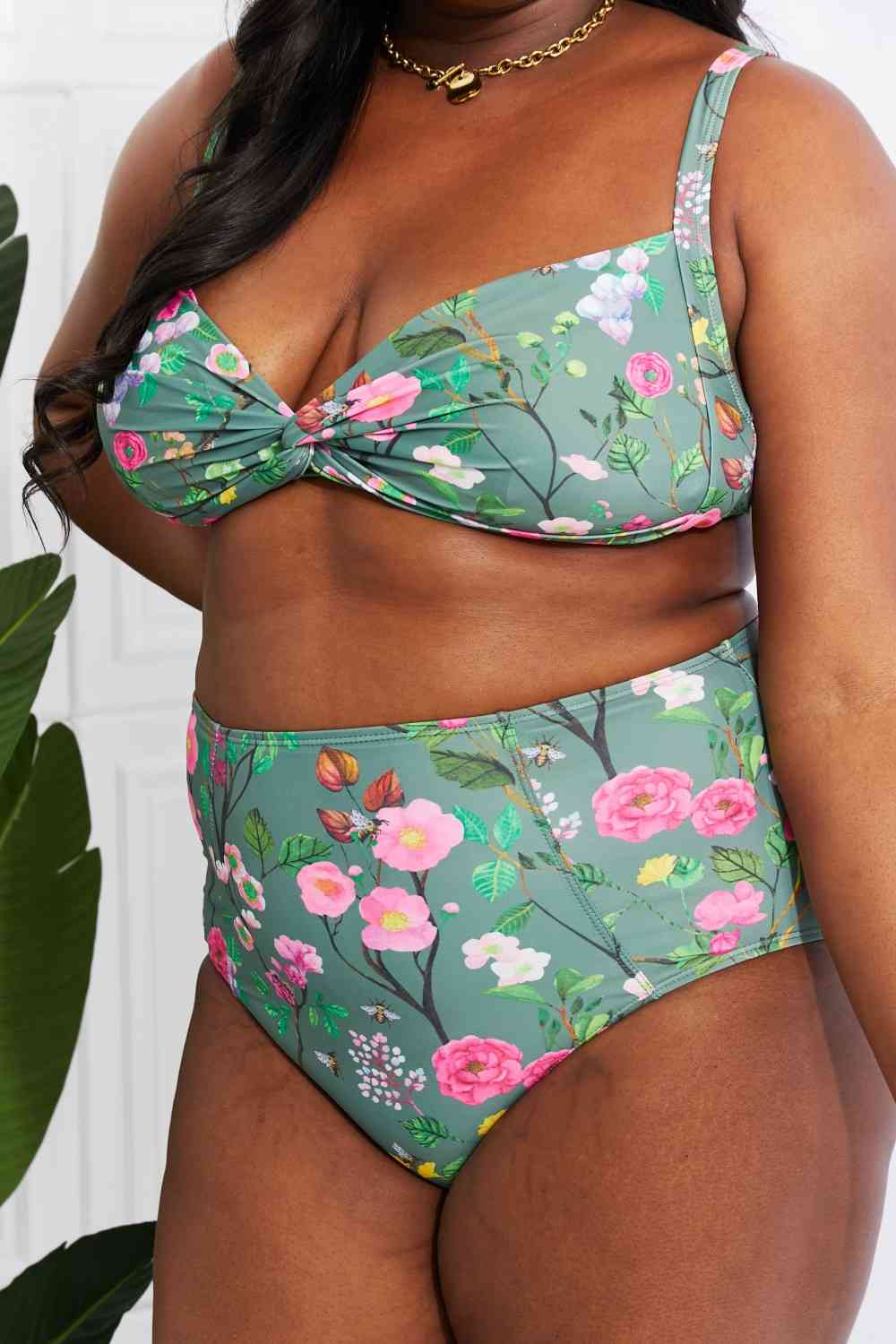 Marina West Swim Take A Dip Twist High-Rise Bikini in Sage king-general-store-5710.myshopify.com