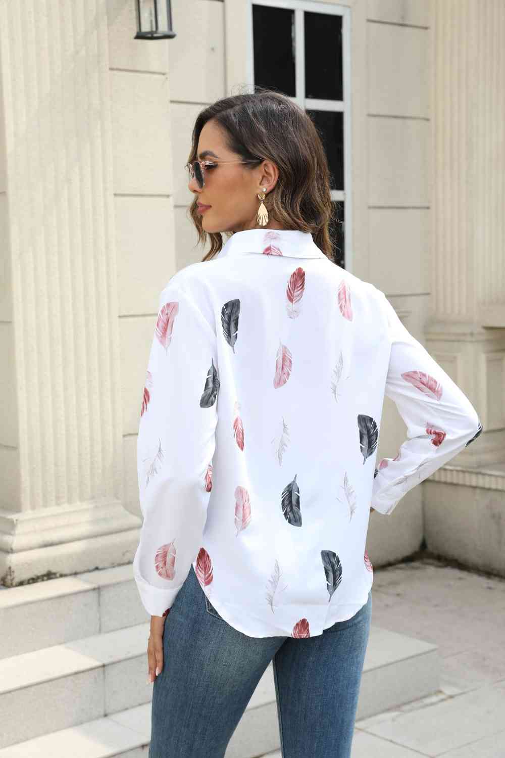 Printed Collared Neck Buttoned Shirt king-general-store-5710.myshopify.com