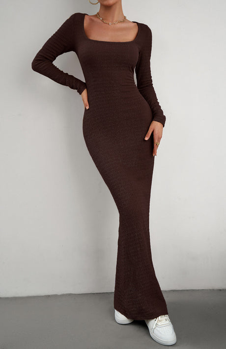 Long Sleeve Square Neck Maxi Bodycon Dress king-general-store-5710.myshopify.com