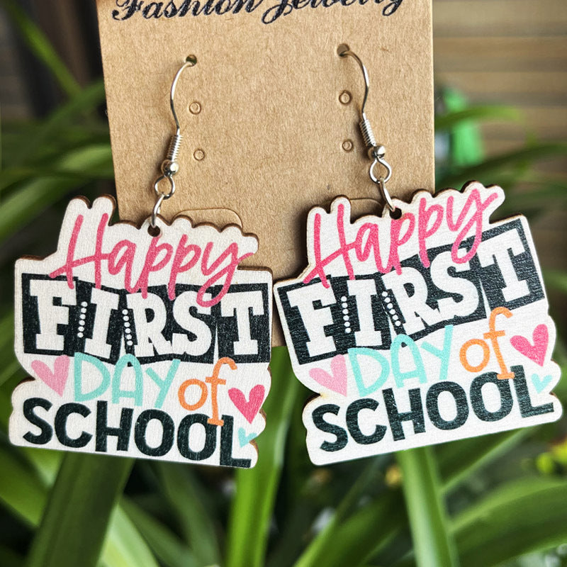 School Theme Wooden Dangle Earrings king-general-store-5710.myshopify.com