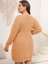 Plus Size Dropped Shoulder Long Sleeve Knit Mini Dress king-general-store-5710.myshopify.com