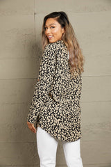 Double Take Leopard Roll-Tap Sleeve Shirt king-general-store-5710.myshopify.com