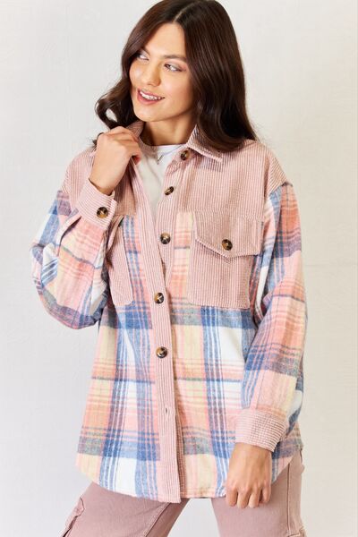 J.NNA Plaid Colorblock Button Down Jacket king-general-store-5710.myshopify.com