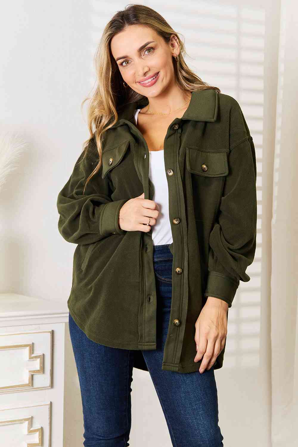 Heimish Cozy Girl Full Size Button Down Shacket king-general-store-5710.myshopify.com