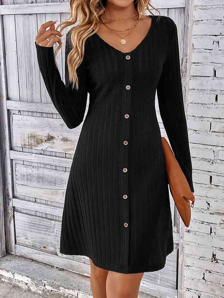 V-Neck Long Sleeve Mini Dress king-general-store-5710.myshopify.com