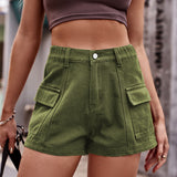 High-Waist Denim Shorts with Pockets king-general-store-5710.myshopify.com