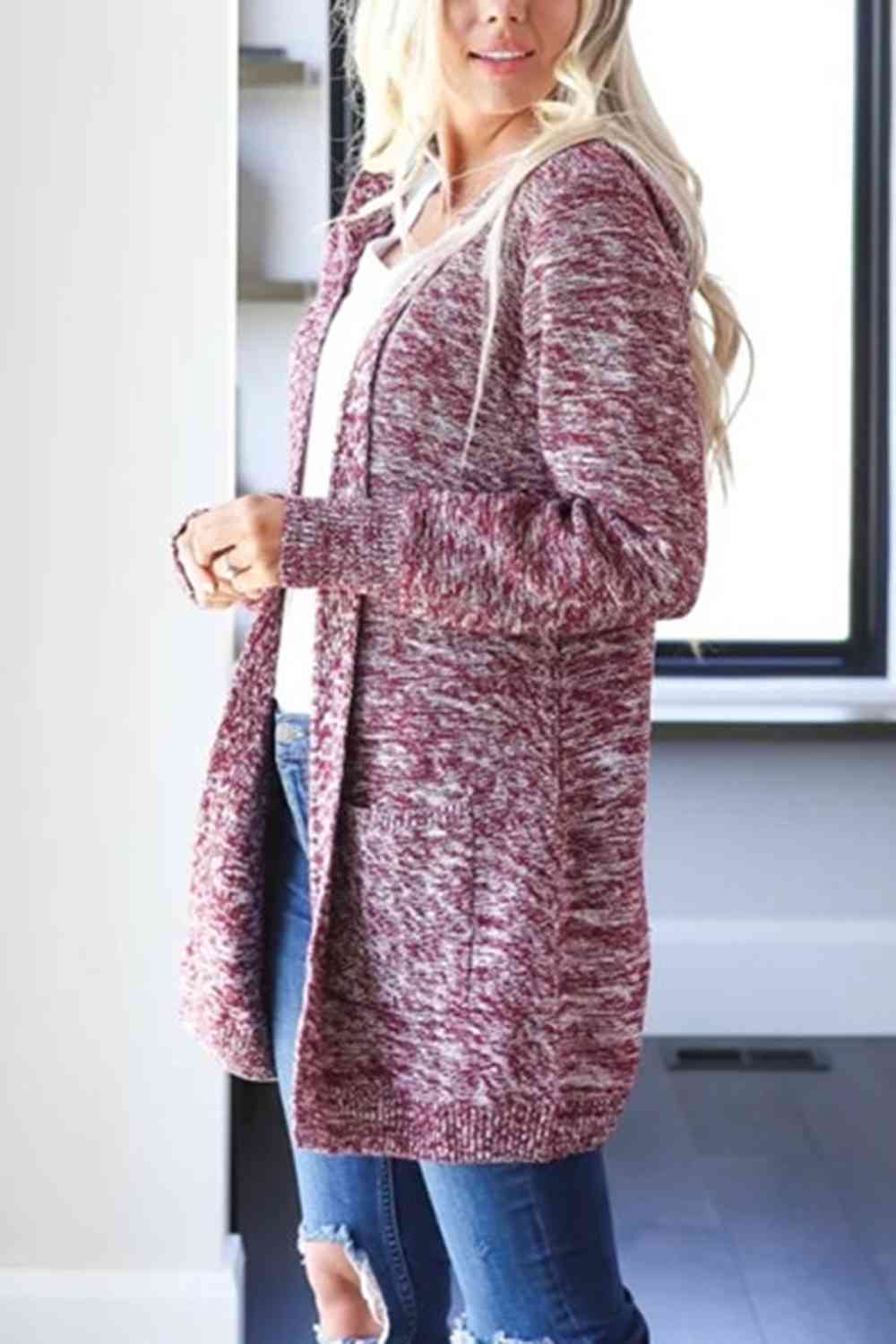 Heathered Open Front Cardigan with Pockets king-general-store-5710.myshopify.com