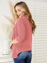 Ninexis Open Front 3/4 Sleeve Full Size Cardigan king-general-store-5710.myshopify.com