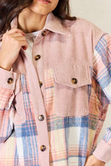 J.NNA Plaid Colorblock Button Down Jacket king-general-store-5710.myshopify.com