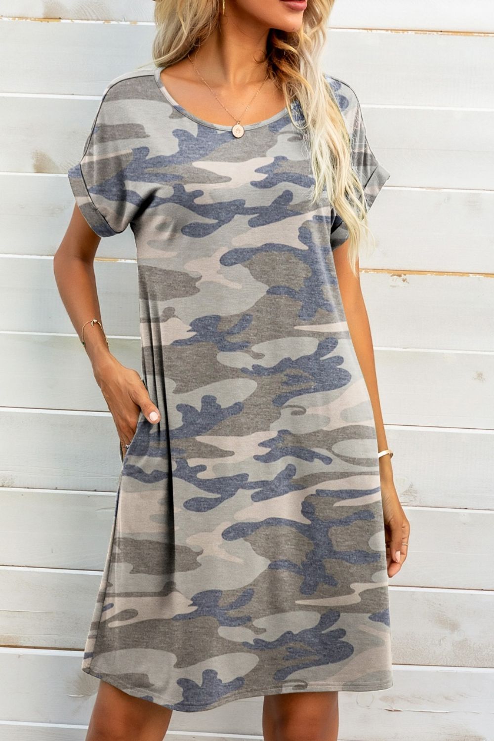 Scoop Neck Short Sleeve Pocket Dress king-general-store-5710.myshopify.com