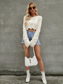 Round Neck Long Sleeve Cropped Sweater king-general-store-5710.myshopify.com