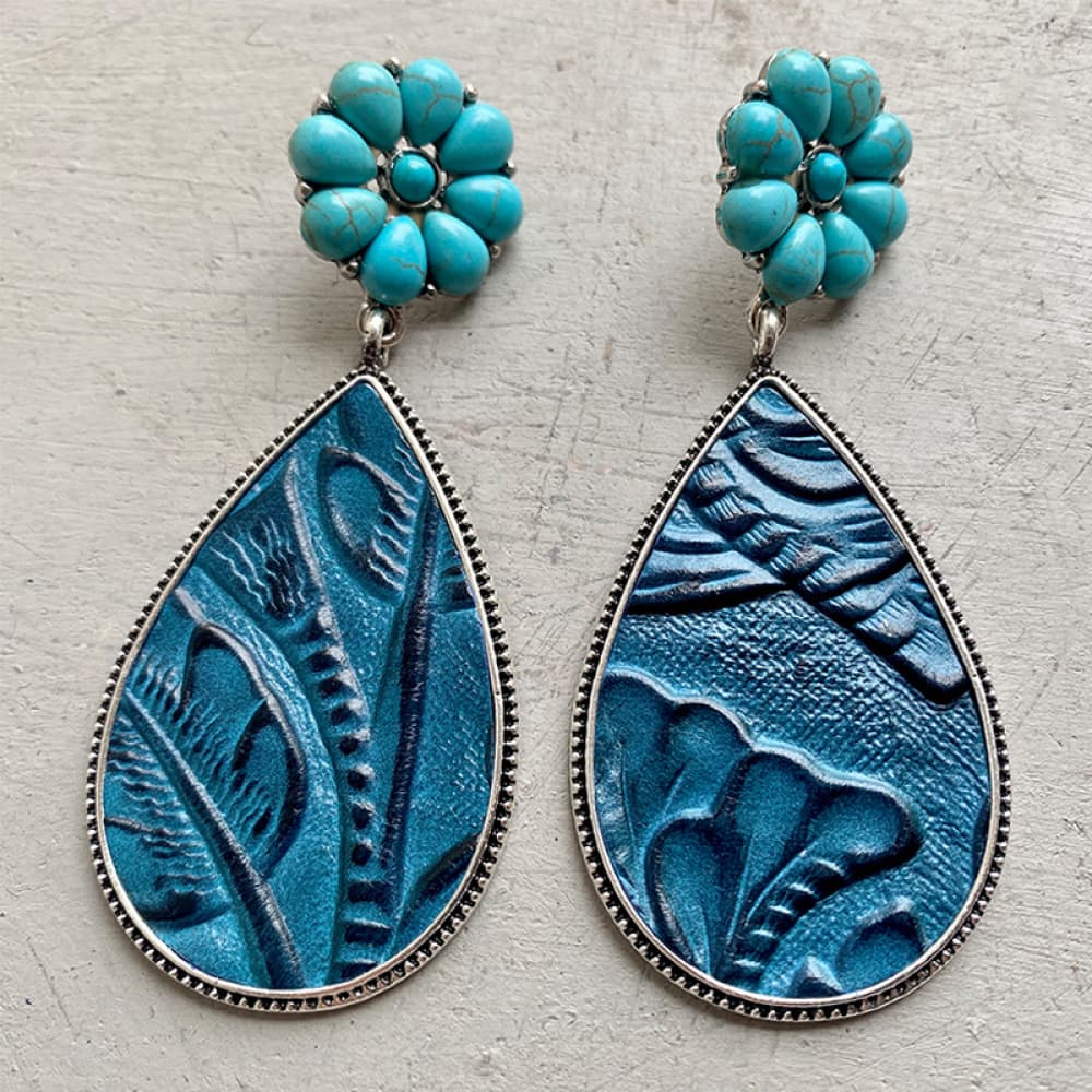 Turquoise Flower Teardrop Earrings king-general-store-5710.myshopify.com