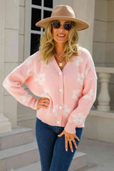 Floral Dropped Shoulder Button-Up Cardigan king-general-store-5710.myshopify.com