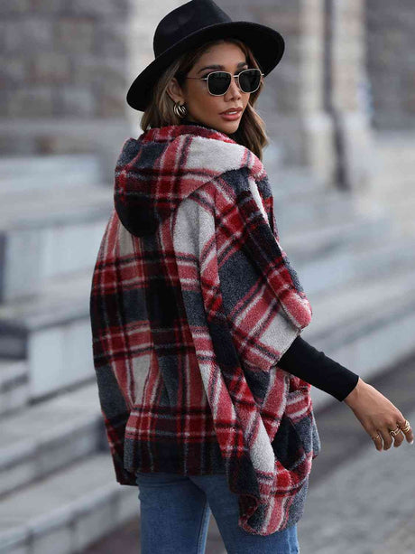 Plaid Hooded Coat with Pockets king-general-store-5710.myshopify.com