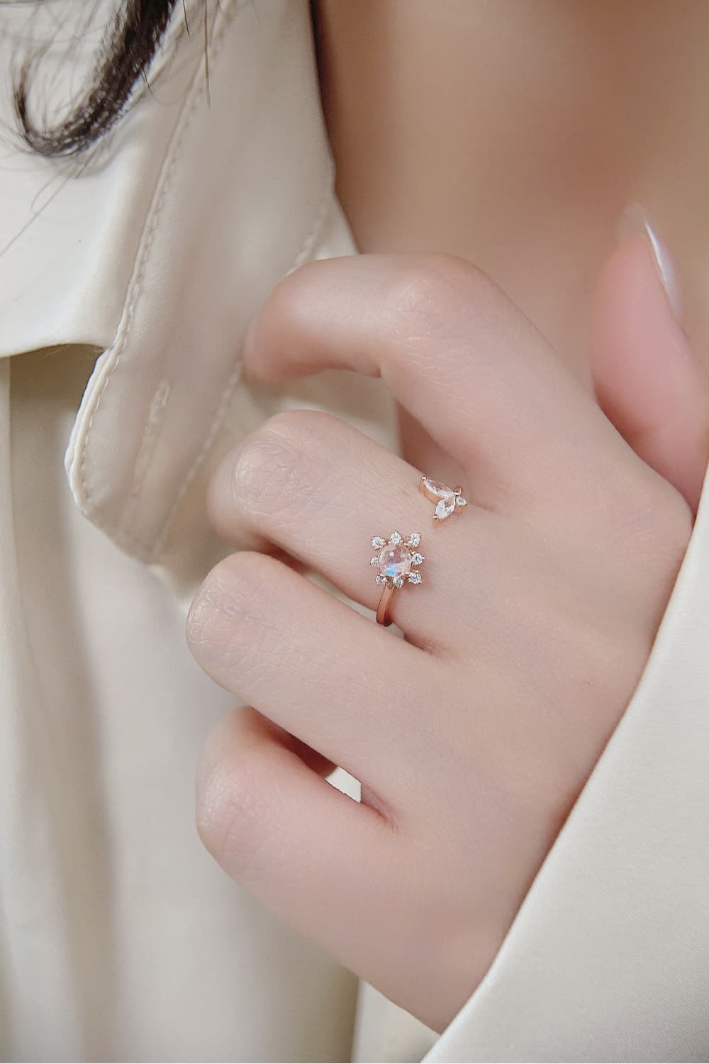 Moonstone 18K Rose Gold-Plated Open Ring king-general-store-5710.myshopify.com