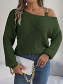 Asymmetrical Neck Long Sleeve Sweater king-general-store-5710.myshopify.com